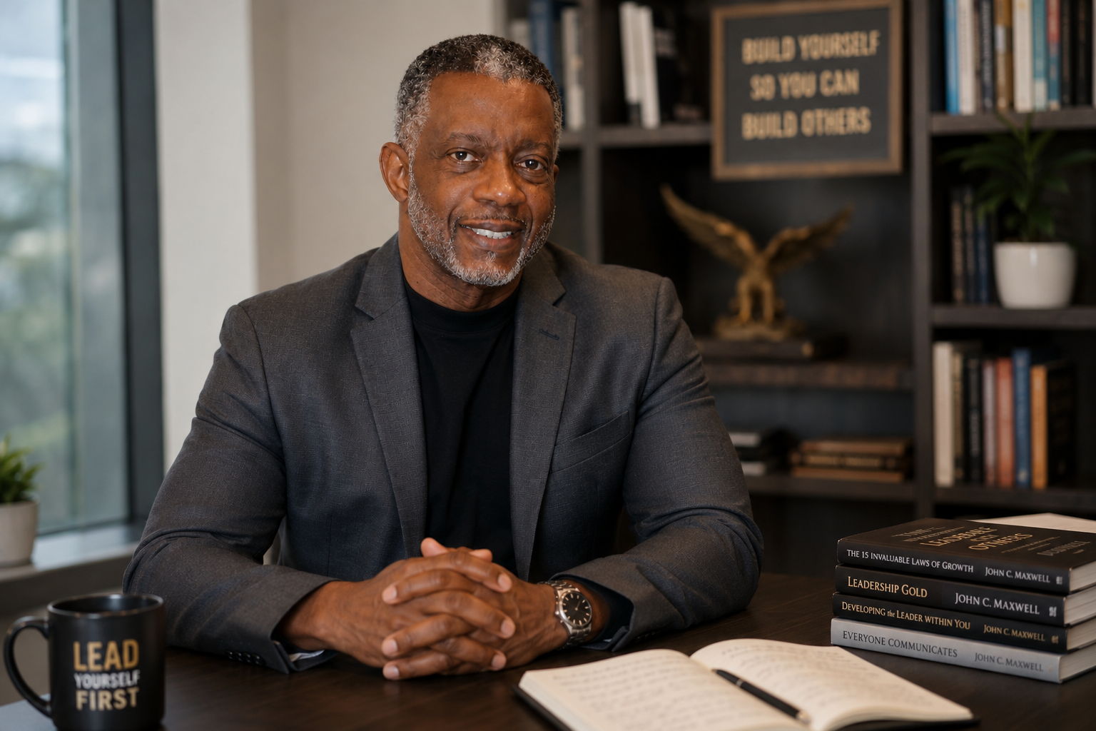 Rico Ferdinand speaking at a leadership event